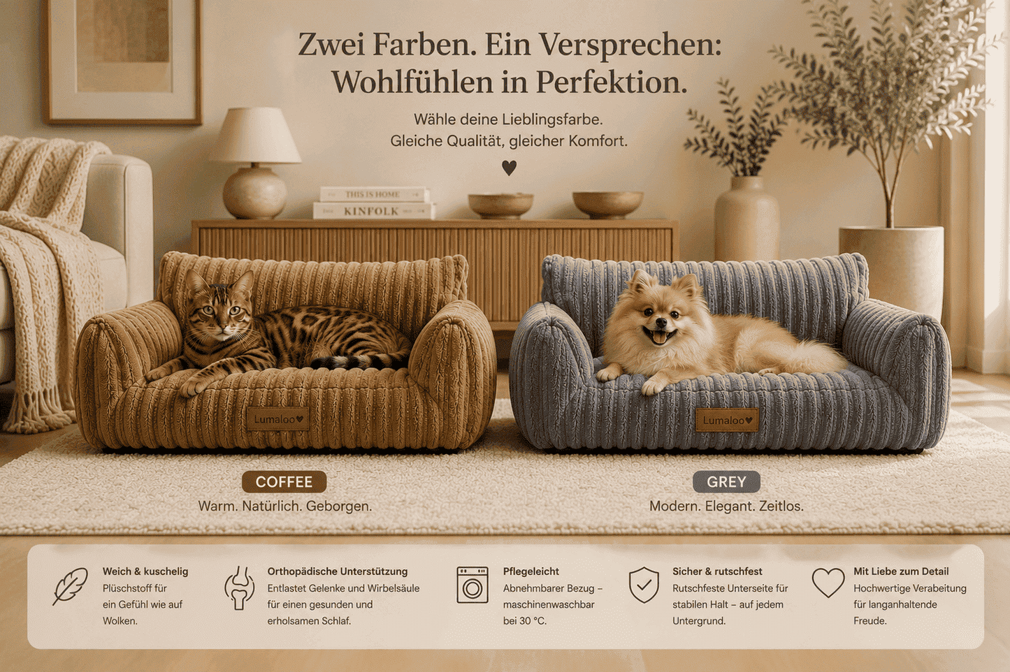 Lumaloo CozyNest - Orthopädisches Haustiersofa