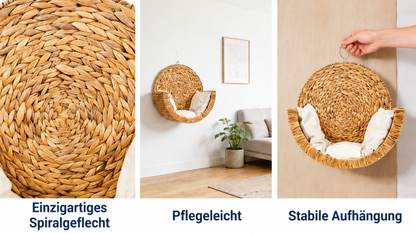 Spiralgeflecht, Wohnansicht und Aufhängung des Katzen-Hängekorbs